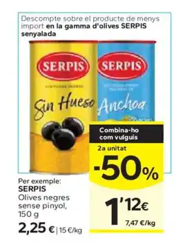 Caprabo SERPIS Olives negres sense pinyol oferta