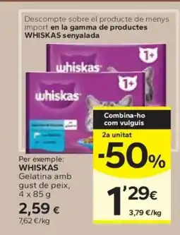 Caprabo WHISKAS Gelatina amb gust de peix oferta