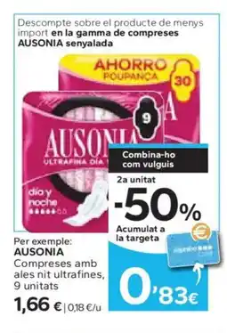 Caprabo AUSONIA Compreses amb ales nit ultrafines oferta