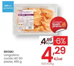 Eroski EROSKI Langostino cocido 40-50 piezas oferta