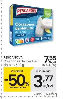 Eroski PESCANOVA Corazones de merluza sin piel oferta
