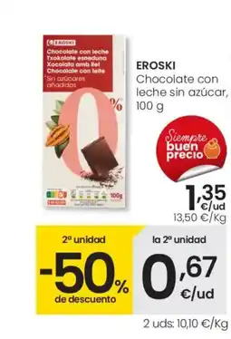 Eroski EROSKI Chocolate con leche sin azúcar oferta