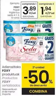 Eroski Foxy - papel higiénico seda 4 + 2 oferta