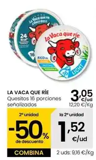 Eroski La vaca que ríe - quesitos 16 porciones oferta