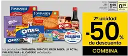 Eroski Los productos fontaneda, príncipe, oreo, milka, lu, royal, philadelphia y el caserio oferta
