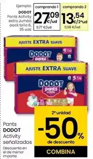Eroski Dodot - pants activity extra jumbo pack talla 6 oferta