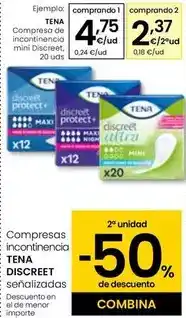 Eroski Tena - compresa de incontinencia mini discreet oferta