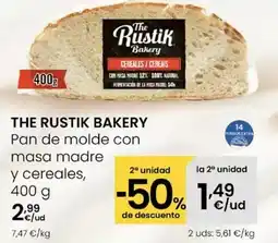Eroski The rustik bakery - pan de molde con masa madre y cereales oferta