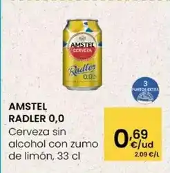 Eroski Amstel - radler 0,0 cerveza sin alcohol con zumo de limon oferta
