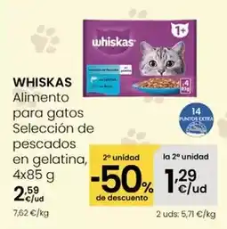 Eroski Whiskas - alimento para gatos seleccion de pescados en gelatina oferta