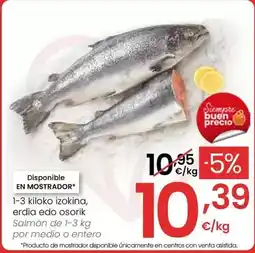 Eroski Salmón medio o entero oferta