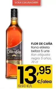 Eroski Flor de caña - ron etiqueta negra 5 anos oferta