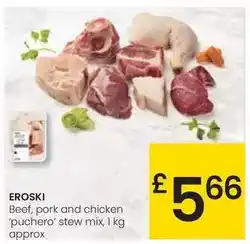 Eroski Eroski - beef, pork and chicken 'puchero' stew mix, 1 kg approx oferta