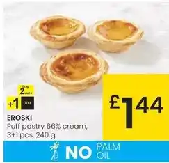 Eroski Eroski - puff pastry 66% cream oferta