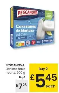 Eroski Pescanova - skinless hake hearts oferta