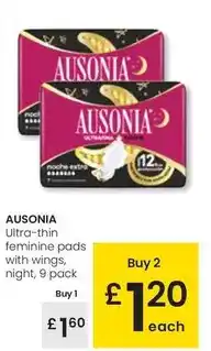 Eroski Ausonia - ultra-thin feminine pads with wings, night oferta