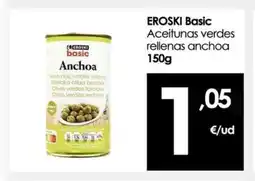 Eroski EROSKI Basic Aceitunas verdes rellenas anchoa oferta
