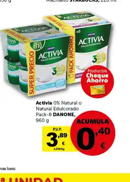 Masymas DANONE Activia 0% Natural o Natural Edulcorado oferta
