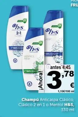 Masymas H&S Champú Anticaspa Clásico, Clásico 2 en 1 o Mentol oferta