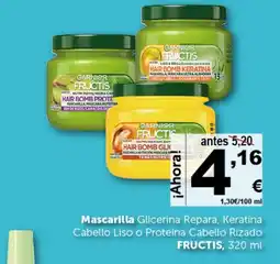 Masymas FRUCTIS Mascarilla Glicerina Repara, Keratina Cabello Liso o Proteína Cabello Rizado oferta