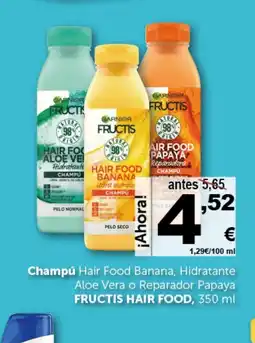 Masymas FRUCTIS HAIR FOOD Champú Hair Food Banana, Hidratante Aloe Vera o Reparador Papaya oferta