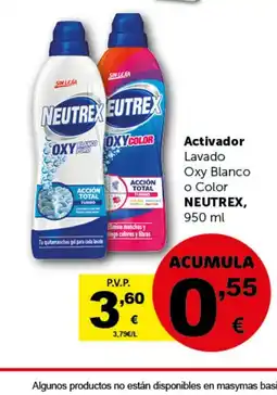 Masymas NEUTREX Activador Lavado Oxy Blanco o Color oferta