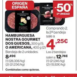 Supercor Hamburguesa nostra gourmet dos quesos o americana oferta