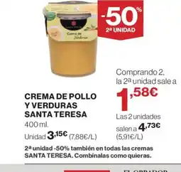 Supercor Crema de pollo y verduras santa teresa oferta