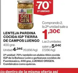Supercor LUENGO Lenteja pardina cocida igp tierra de campos oferta