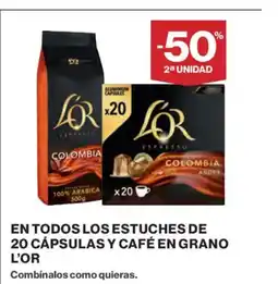 Supercor L'OR En todos los estuches de 20 cápsulas y café en grano oferta