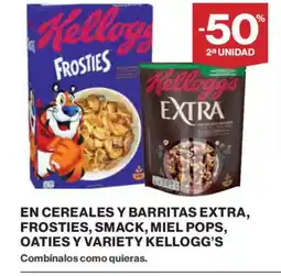 Supercor KELLOGG'S En cereales y barritas extra, frosties, smack, miel pops, oaties y variety oferta
