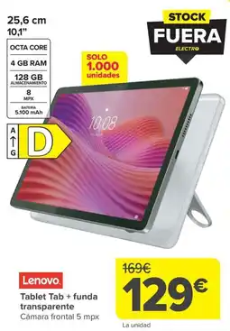 Carrefour LENOVO Tablet Tab + funda transparente oferta