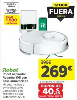 Carrefour ROBOT aspirador Roomba 105 con base autovaciado oferta