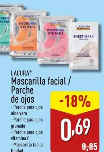 ALDI LACURA Mascarilla facial/ Parche de ojos oferta