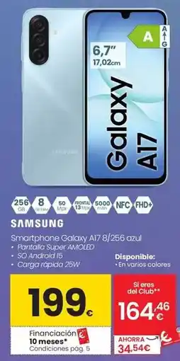 Eroski Samsung - smartphone galaxy a17 8/256 azul oferta