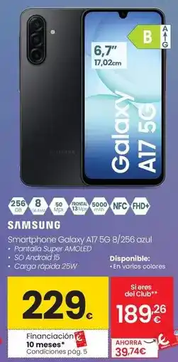 Eroski Samsung - smartphone galaxy a17 5g 8/256 azul oferta