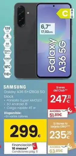 Eroski Samsung - galaxy a36 6+128gb 5g black oferta