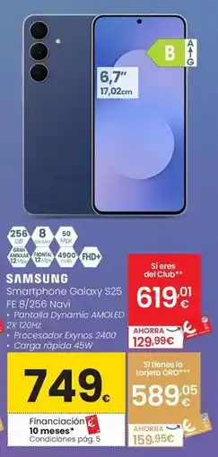 Eroski Samsung - smartphone galaxy s25 fe 8/256 navi oferta