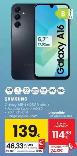 Eroski Samsung - galaxy a16 4+128gb black oferta