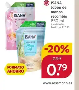Rossmann ISANA Jabón de manos recambio oferta