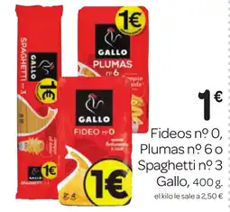 Supermercados El Jamón GALLO Fideos no 0, Plumas no 60 Spaghetti no 3 oferta