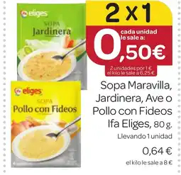 Supermercados El Jamón IFA ELIGES Sopa Maravilla, Jardinera, Ave o Pollo con Fideos oferta