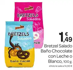 Supermercados El Jamón Bretzel Salado Baño Chocolate con Leche o Blanco oferta