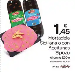 Supermercados El Jamón ELPOZO Mortadela Siciliana o con Aceitunas oferta