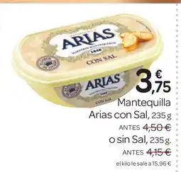 Supermercados El Jamón ARIAS Mantequilla con Sal o Sin Sal oferta