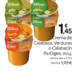Supermercados El Jamón IFA ELIGES Crema de Calabaza, Verduras o Calabacín oferta