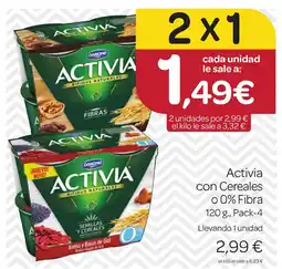 Supermercados El Jamón ACTIVIA con Cereales o Fibra oferta