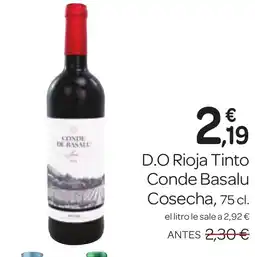 Supermercados El Jamón CONDE BASALU COSECHA D.O Rioja Tinto oferta