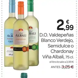 Supermercados El Jamón VIÑA D.O. Valdepeñas Blanco Verdejo, Semidulce o Chardonay oferta