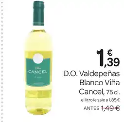 Supermercados El Jamón CANCEL D.O. Valdepeñas Blanco Viña oferta